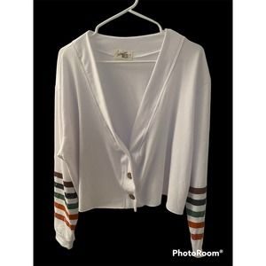 NWT Somewhere West Croppped Cardigan Striped Sleeves